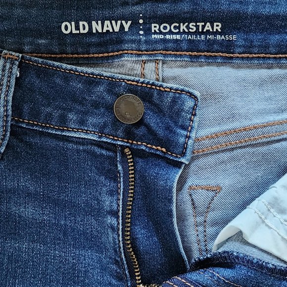 Old Navy Rockstar Distressed Stretchy Mid Rise Full Length Skinny Jeans - Picture 3 of 4